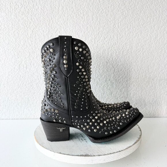 Lane DOLLY Womens Cowboy Bootie 8 Black Bling Western Cowgirl Short Ankle Boots - Picture 2 of 11